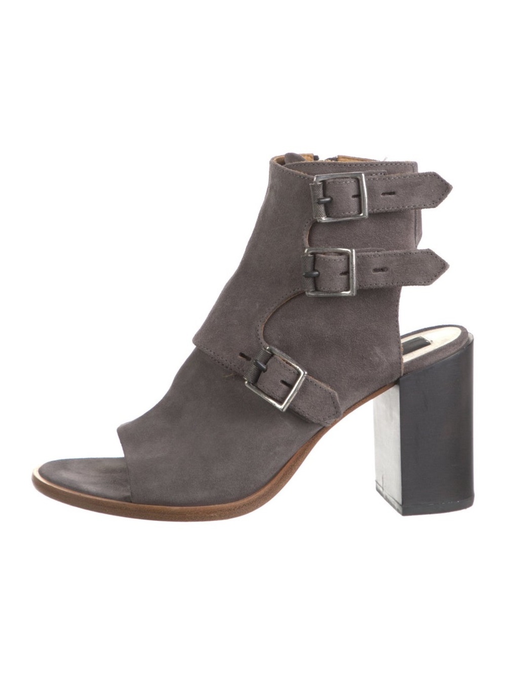 rag & bone Brown Suede Open-Toe Block Heel Booties